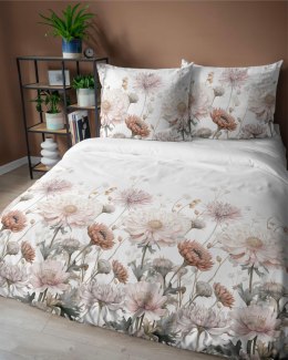 Pościel satynowa 160x200 Biała w pudrowe kwiaty - romantyczna elegancja, 100% bawełna - 5482 B - Home Satin 71