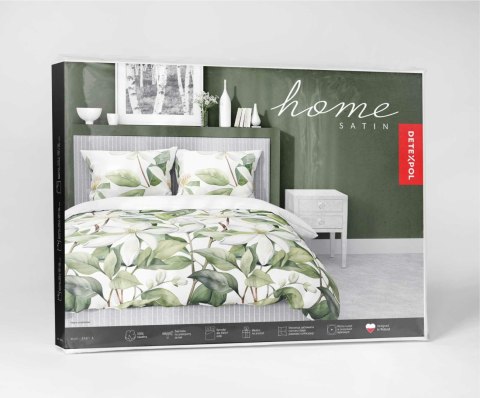 Pościel satynowa 160x200 Biała z zielonymi liśćmi i kwiatami - botaniczna świeżość, 100% bawełna - 5481 A - Home Satin 71 Pościel satynowa 160x200 Biała z zielonymi liśćmi i kwiatami - botaniczna świeżość, 100% bawełna - 5481 A - Home Satin 71
