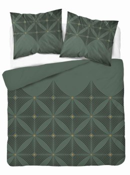 Pościel satynowa 160x200 Butelkowa zieleń z geometrycznym wzorem - nowoczesna elegancja, 100% bawełna - 5483 A - Home Satin 71