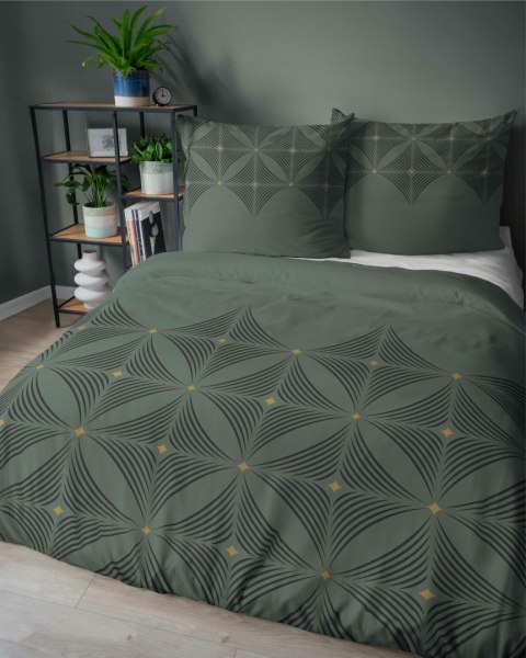 Pościel satynowa 160x200 Butelkowa zieleń z geometrycznym wzorem - nowoczesna elegancja, 100% bawełna - 5483 A - Home Satin 71 Pościel satynowa 160x200 Butelkowa zieleń z geometrycznym wzorem - nowoczesna elegancja, 100% bawełna - 5483 A - Home Satin 71