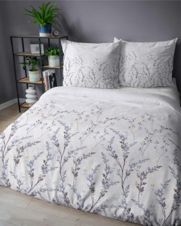 Pościel satynowa 160x200 Lawendowe gałązki na chłodnym błękicie - subtelny wzór, 100% bawełna 5475 B - Home Satin 71