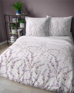 Pościel satynowa 160x200 Lawendowe gałązki na pudrowym różu - romantyczny wzór, 100% bawełna 5475 A - Home Satin 71