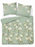 Pościel satynowa 160x200 Miętowa z magnolią - subtelny botaniczny wzór, 100% bawełna - 5480 A - Home Satin 71