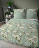 Pościel satynowa 160x200 Miętowa z magnolią - subtelny botaniczny wzór, 100% bawełna - 5480 A - Home Satin 71