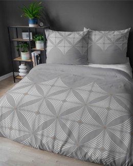 Pościel satynowa 160x200 Szara z geometrycznym wzorem - nowoczesna klasyka, 100% bawełna - 5483 B - Home Satin 71