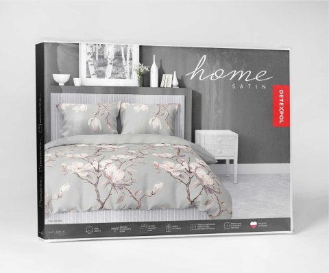 Pościel satynowa 160x200 Szara z magnolią - elegancki botaniczny wzór, 100% bawełna - 5480 B - Home Satin 71 Pościel satynowa 160x200 Szara z magnolią - elegancki botaniczny wzór, 100% bawełna - 5480 B - Home Satin 71