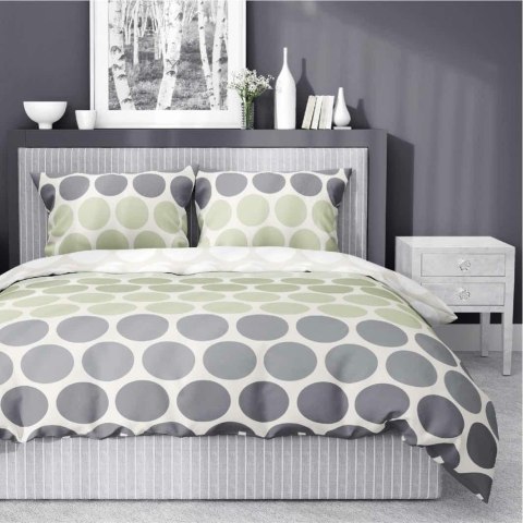 Pościel satynowa 160x200 Zielone i szare groszki na kremie - świeży minimalizm, 100% bawełna 5474 B - Home Satin 71 Pościel satynowa 160x200 Zielone i szare groszki na kremie - świeży minimalizm, 100% bawełna 5474 B - Home Satin 71