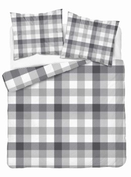 Pościel satynowa 180x200 Szara w kratę - klasyczny minimalizm, 100% bawełna 4825 B - Home Satin 71