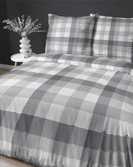 Pościel satynowa 180x200 Szara w kratę - klasyczny minimalizm, 100% bawełna 4825 B - Home Satin 71