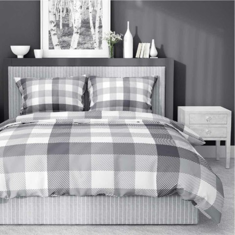 Pościel satynowa 180x200 Szara w kratę - klasyczny minimalizm, 100% bawełna 4825 B - Home Satin 71 Pościel satynowa 180x200 Szara w kratę - klasyczny minimalizm, 100% bawełna 4825 B - Home Satin 71