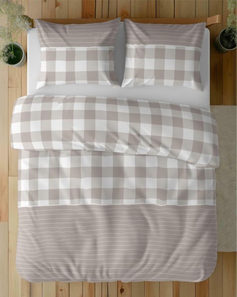 Pościel satynowa 220x200 Beżowa kratka z paskami - rustykalna elegancja, 100% bawełna 5083 A - Home Satin 71 Pościel satynowa 220x200 Beżowa kratka z paskami - rustykalna elegancja, 100% bawełna 5083 A - Home Satin 71
