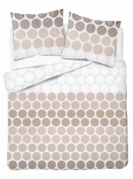 Pościel satynowa 220x200 Beżowe groszki na bieli - minimalistyczny wzór, 100% bawełna 5474 A - Home Satin 71
