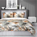 Pościel satynowa 220x200 Biała w pomarańczowe kwiaty i palmy - styl tropikalny, 100% bawełna - 5479 A - Home Satin 71 Pościel satynowa 220x200 Biała w pomarańczowe kwiaty i palmy - styl tropikalny, 100% bawełna - 5479 A - Home Satin 71