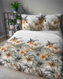 Pościel satynowa 220x200 Biała w pomarańczowe kwiaty i palmy - styl tropikalny, 100% bawełna - 5479 A - Home Satin 71 Pościel satynowa 220x200 Biała w pomarańczowe kwiaty i palmy - styl tropikalny, 100% bawełna - 5479 A - Home Satin 71