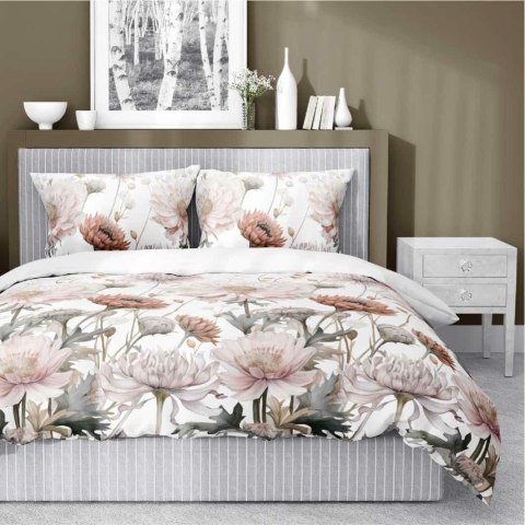 Pościel satynowa 220x200 Biała w pudrowe kwiaty - romantyczna elegancja, 100% bawełna - 5482 B - Home Satin 71 Pościel satynowa 220x200 Biała w pudrowe kwiaty - romantyczna elegancja, 100% bawełna - 5482 B - Home Satin 71
