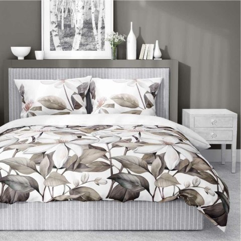 Pościel satynowa 220x200 Biała z beżowymi liśćmi i kwiatami - naturalna elegancja, 100% bawełna - 5481 B - Home Satin 71 Pościel satynowa 220x200 Biała z beżowymi liśćmi i kwiatami - naturalna elegancja, 100% bawełna - 5481 B - Home Satin 71