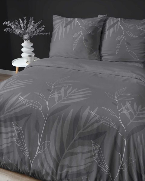 Pościel satynowa 220x200 Grafitowa w liście - nowoczesna elegancja, 100% bawełna - 4827 B - Home Satin 71 Pościel satynowa 220x200 Grafitowa w liście - nowoczesna elegancja, 100% bawełna - 4827 B - Home Satin 71