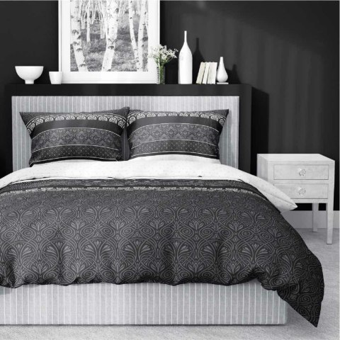 Pościel satynowa 220x200 Grafitowa z orientalnym ornamentem - elegancki wzór, 100% bawełna - 4823 A - Home Satin 71 Pościel satynowa 220x200 Grafitowa z orientalnym ornamentem - elegancki wzór, 100% bawełna - 4823 A - Home Satin 71