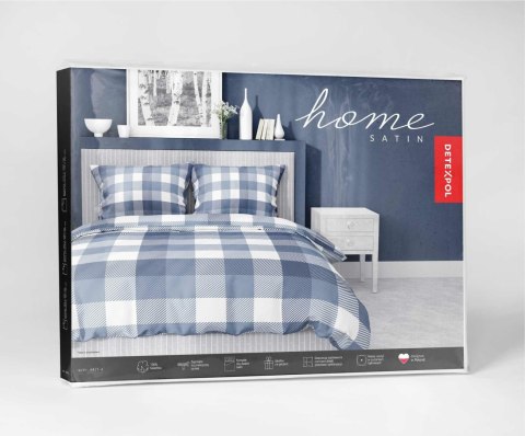 Pościel satynowa 220x200 Granatowa kratka - stylowa i uniwersalna, 100% bawełna - 4825 A - Home Satin 71 Pościel satynowa 220x200 Granatowa kratka - stylowa i uniwersalna, 100% bawełna - 4825 A - Home Satin 71