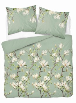 Pościel satynowa 220x200 Miętowa z magnolią - subtelny botaniczny wzór, 100% bawełna - 5480 A - Home Satin 71