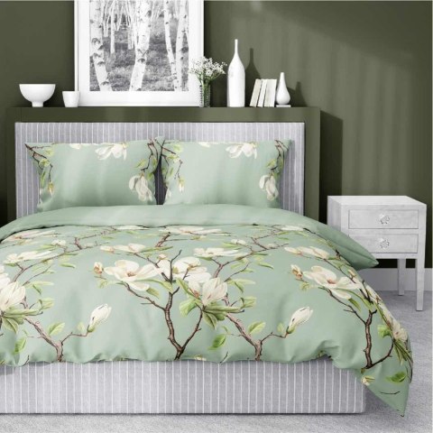 Pościel satynowa 220x200 Miętowa z magnolią - subtelny botaniczny wzór, 100% bawełna - 5480 A - Home Satin 71 Pościel satynowa 220x200 Miętowa z magnolią - subtelny botaniczny wzór, 100% bawełna - 5480 A - Home Satin 71