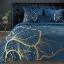 Pościel satynowa 220x200 Premium 4 niebieska musztardowa złota liście miłorzębu Eurofirany Pościel satynowa 220x200 Premium 4 niebieska musztardowa złota liście miłorzębu Eurofirany