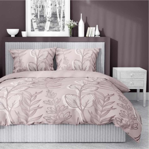Pościel satynowa 220x200 Pudrowy róż z liśćmi - delikatny motyw, 100% bawełna - 5477 A - Home Satin 71 Pościel satynowa 220x200 Pudrowy róż z liśćmi - delikatny motyw, 100% bawełna - 5477 A - Home Satin 71