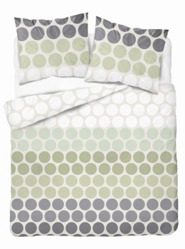 Pościel satynowa 220x200 Zielone i szare groszki na kremie - świeży minimalizm, 100% bawełna 5474 B - Home Satin 71