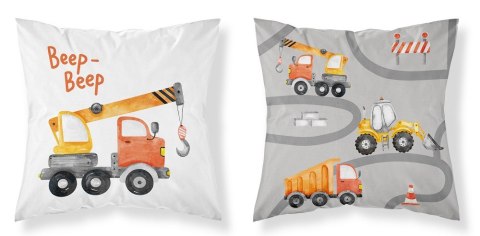 Poszewka bawełniana 40x40 Maszyny budowlane pomarańczowe beep beep biała szara dwustronna PSBA 07 A Mayamoo 26 Poszewka bawełniana 40x40 Maszyny budowlane pomarańczowe beep beep biała szara dwustronna PSBA 07 A Mayamoo 26