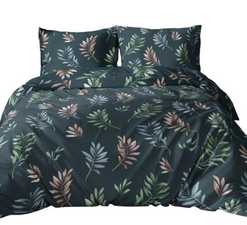 Poszewka bawełniana 50x60 granatowa liście zapinana na suwak 4741 A KARO Bawełna Max Poszewka bawełniana 50x60 granatowa liście zapinana na suwak 4741 A KARO Bawełna Max
