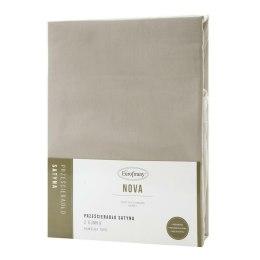 Prześcieradło satynowe z gumką 180x200 Nova beżowe na wysoki materac 30 cm Eurofirany