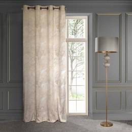 Zasłona 140x250 Luna 2 biała beżowa liście welurowa gotowa na przelotkach Limited Collection Eurofirany