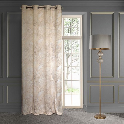 Zasłona 140x250 Luna 2 biała beżowa liście welurowa gotowa na przelotkach Limited Collection Eurofirany Zasłona 140x250 Luna 2 biała beżowa liście welurowa gotowa na przelotkach Limited Collection Eurofirany