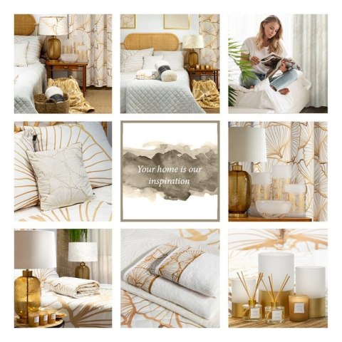 Zasłona 140x250 Luna 2 biała beżowa liście welurowa gotowa na przelotkach Limited Collection Eurofirany Zasłona 140x250 Luna 2 biała beżowa liście welurowa gotowa na przelotkach Limited Collection Eurofirany