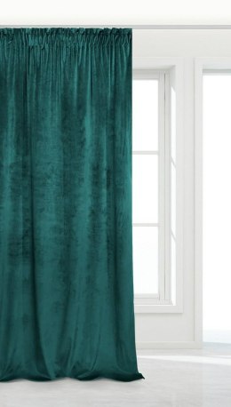 Zasłona gotowa 140x270 turkusowa ciemna welurowa na taśmie soft Velvet do salonu