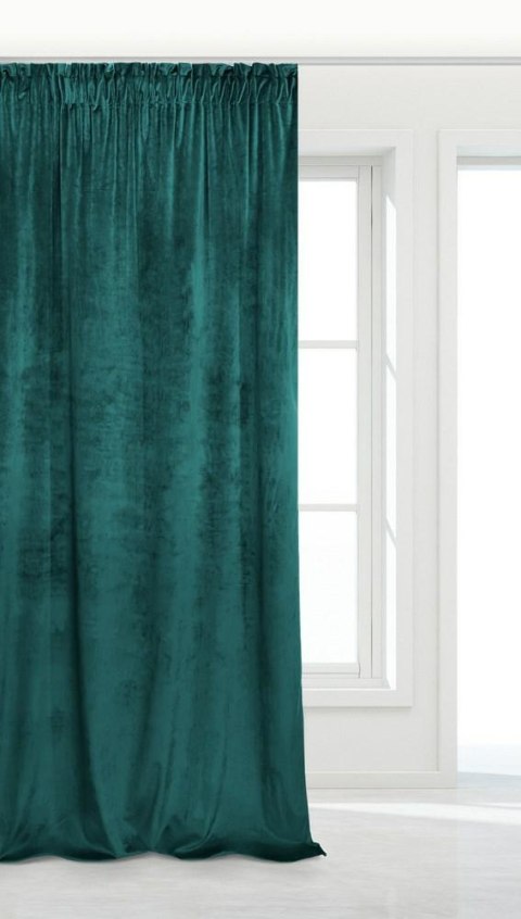Zasłona gotowa 140x270 turkusowa ciemna welurowa na taśmie soft Velvet do salonu Zasłona gotowa 140x270 turkusowa ciemna welurowa na taśmie soft Velvet do salonu