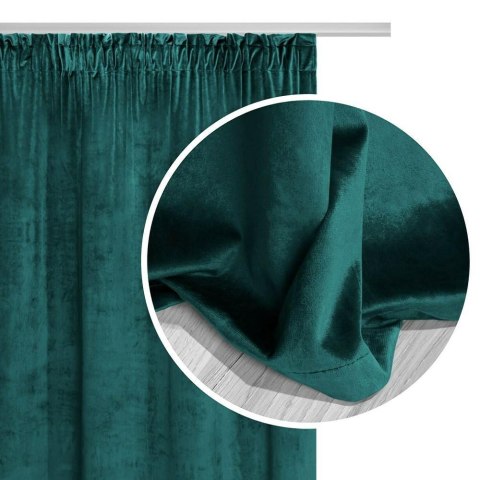 Zasłona gotowa 140x270 turkusowa ciemna welurowa na taśmie soft Velvet do salonu Zasłona gotowa 140x270 turkusowa ciemna welurowa na taśmie soft Velvet do salonu