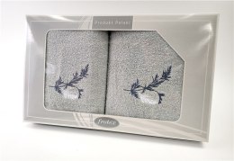 Komplet ręczników w pudełku 2 szt 50x90 70x140 Gift popielaty wzór 1 Frotex