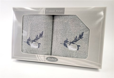 Komplet ręczników w pudełku 2 szt 50x90 70x140 Gift popielaty wzór 1 Frotex Komplet ręczników w pudełku 2 szt 50x90 70x140 Gift popielaty wzór 1 Frotex