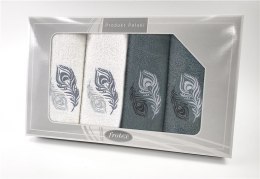 Komplet ręczników w pudełku 4 szt Gift biały grafitowy wzór 2 Frotex