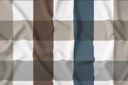 Obrus dekoracyjny 140x320 beżowy granatowy biały krata 4136 A Panama 98