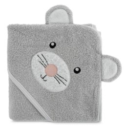 Okrycie kąpielowe 100x100 Baby 71 srebrny myszka ręcznik z kapturkiem 350 g/m2 Eurofirany