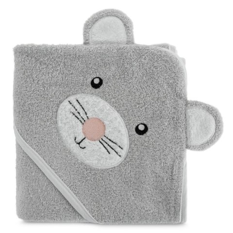 Okrycie kąpielowe 100x100 Baby 71 srebrny myszka ręcznik z kapturkiem 350 g/m2 Eurofirany Okrycie kąpielowe 100x100 Baby 71 srebrny myszka ręcznik z kapturkiem 350 g/m2 Eurofirany