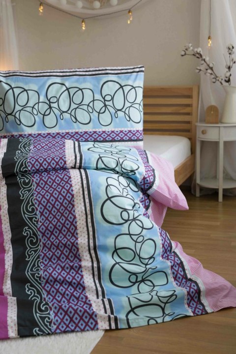 Pościel bawełniana 140x200 Purple Spin różowa fioletowa geometria poszewka 70x90 Pościel bawełniana 140x200 Purple Spin różowa fioletowa geometria poszewka 70x90