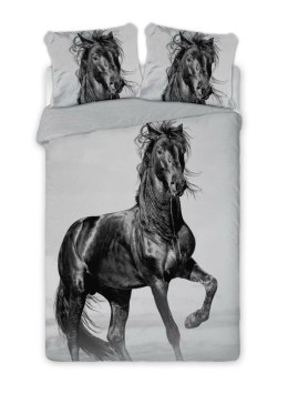 Pościel bawełniana 160x200 Koń czarny perkal 8763 konik w galopie horse młodzieżowa Faro