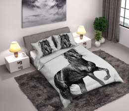 Pościel bawełniana 160x200 Koń czarny perkal 8763 konik w galopie horse młodzieżowa Faro