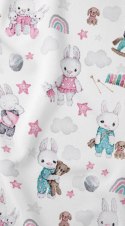 Pościel bawełniana 160x200 króliki biała różowa dziecięca zapinana na suwak 3717 A KARO Kraina Snów Pościel bawełniana 160x200 króliki biała różowa dziecięca zapinana na suwak 3717 A KARO Kraina Snów