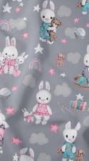 Pościel bawełniana 160x200 króliki szara różowa dziecięca zapinana na suwak 3717 D KARO Kraina Snów Pościel bawełniana 160x200 króliki szara różowa dziecięca zapinana na suwak 3717 D KARO Kraina Snów