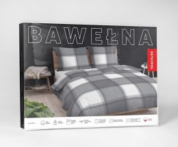 Pościel bawełniana 180x200 szara krata 4573 A Bawełna 16