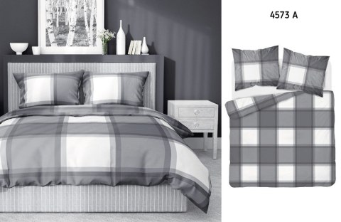 Pościel bawełniana 180x200 szara krata 4573 A Bawełna 16 Pościel bawełniana 180x200 szara krata 4573 A Bawełna 16